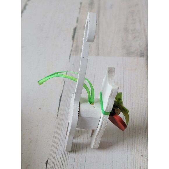 Kurt adler 1991 white cat bell heart wooden ornament Xmas decor - Picture 3 of 6